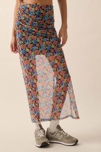 Late Night Blossoms Floral Mesh Maxi Skirt - ShopPromesa