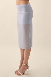 Mesh Around Sheer Mesh Midi Pencil Skirt - ShopPromesa