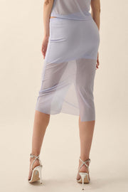 Mesh Around Sheer Mesh Midi Pencil Skirt - ShopPromesa
