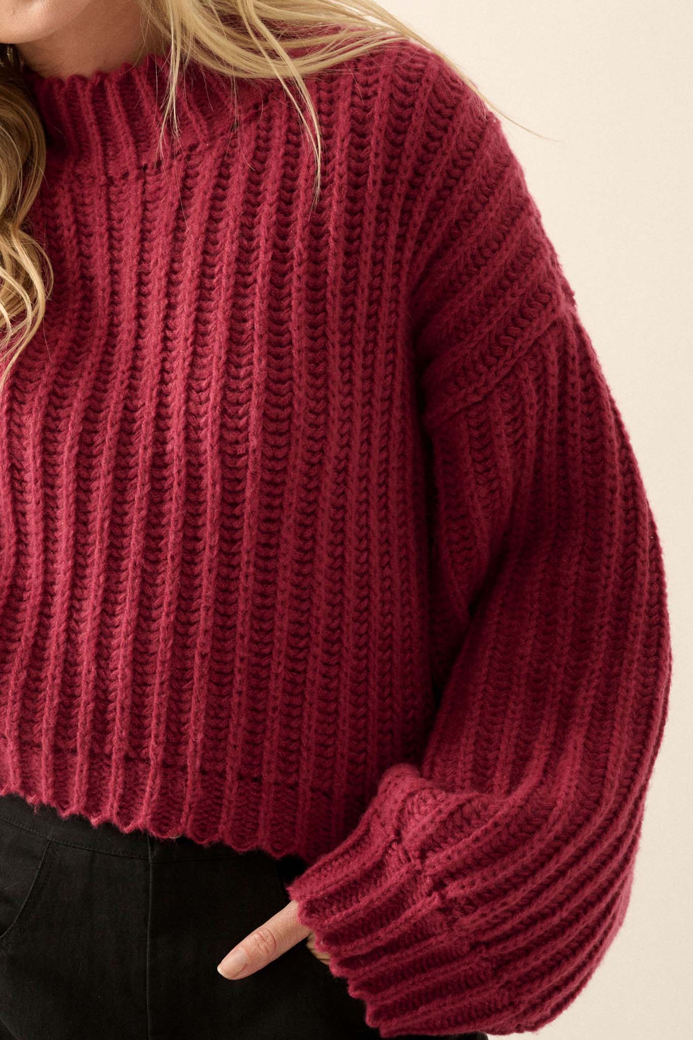 Cozy in Love Chunky Ribbed Knit Mock Neck Sweater - ShopPromesa