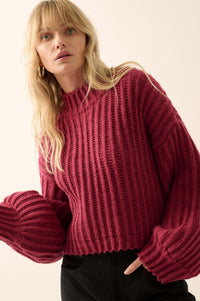 Cozy in Love Chunky Ribbed Knit Mock Neck Sweater - ShopPromesa