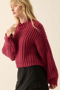 Cozy in Love Chunky Ribbed Knit Mock Neck Sweater - ShopPromesa