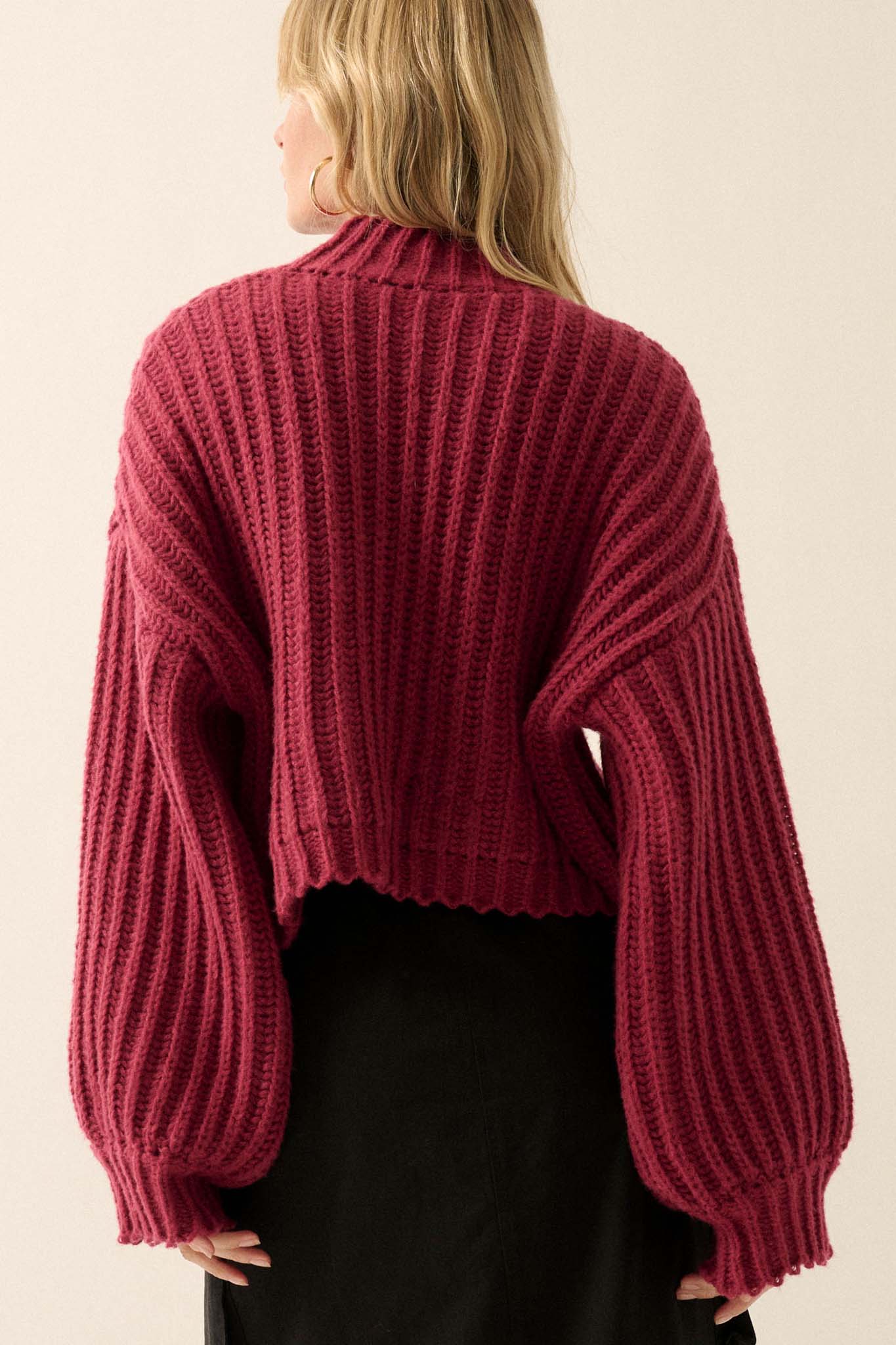 Cozy in Love Chunky Ribbed Knit Mock Neck Sweater - ShopPromesa