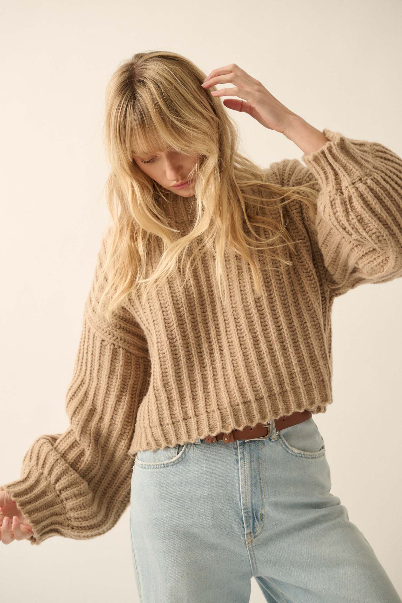 Cozy in Love Chunky Ribbed Knit Mock Neck Sweater - ShopPromesa