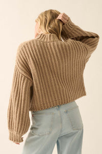 Cozy in Love Chunky Ribbed Knit Mock Neck Sweater - ShopPromesa