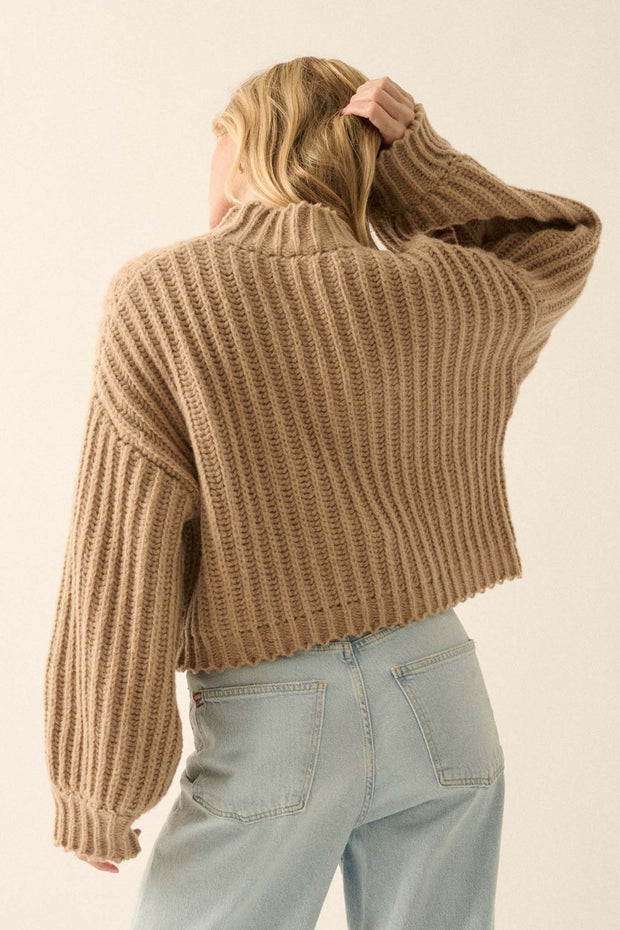 Cozy in Love Chunky Ribbed Knit Mock Neck Sweater - ShopPromesa