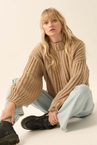 Cozy in Love Chunky Ribbed Knit Mock Neck Sweater - ShopPromesa