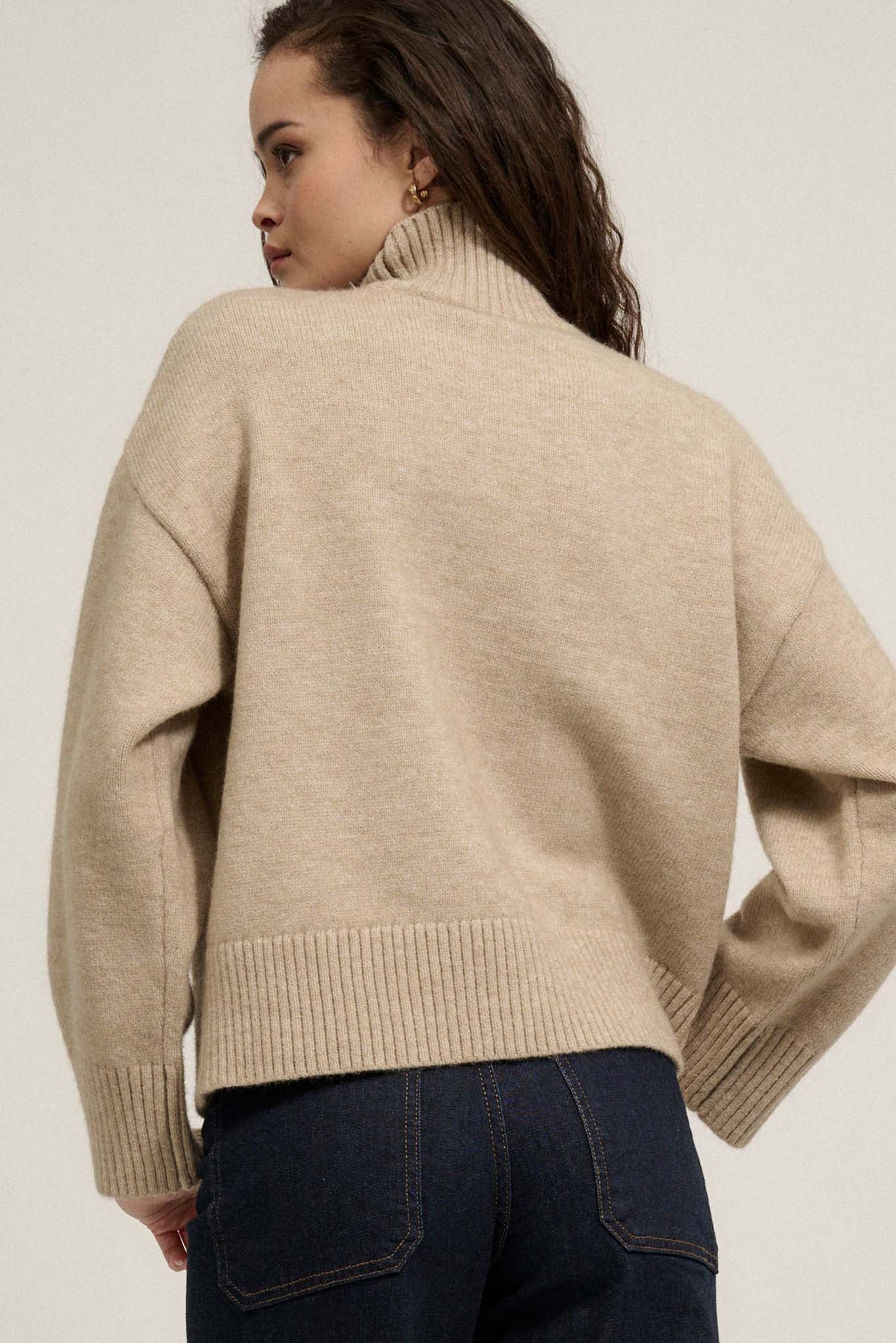 One More Time Mock Neck Pocket Sweater - ShopPromesa