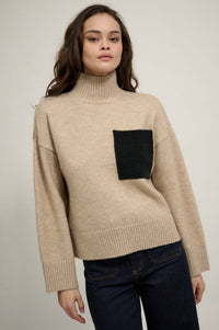 One More Time Mock Neck Pocket Sweater - ShopPromesa