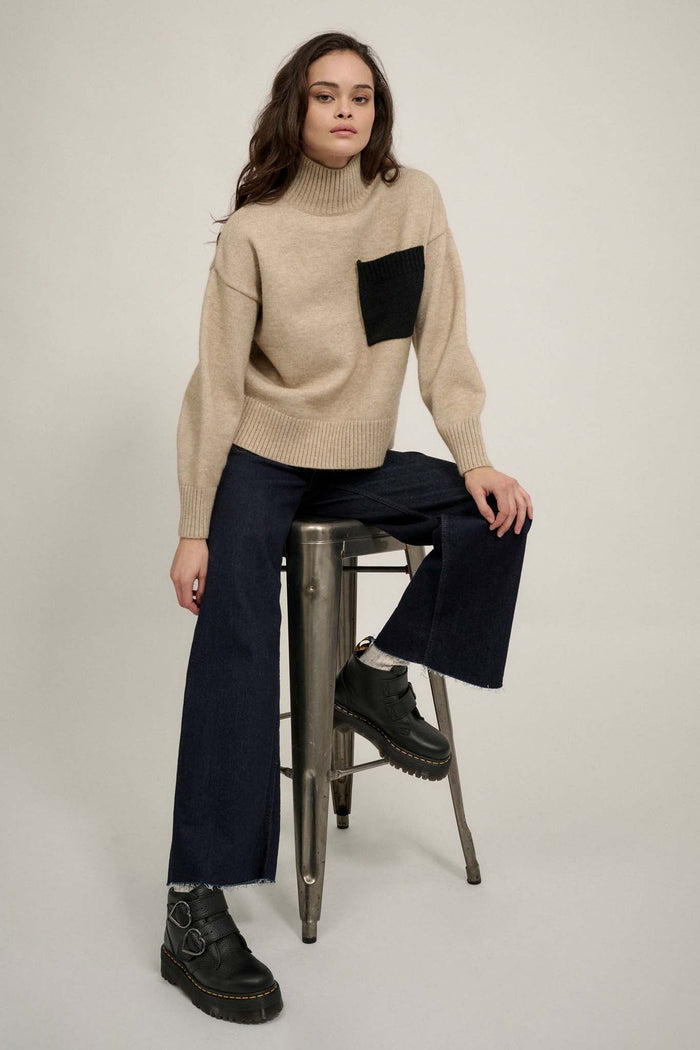 One More Time Mock Neck Pocket Sweater - ShopPromesa