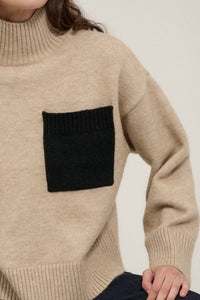 One More Time Mock Neck Pocket Sweater - ShopPromesa