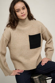 One More Time Mock Neck Pocket Sweater - ShopPromesa