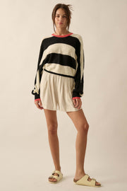 Get It Straight Colorblock Striped Slub-Knit Sweater - ShopPromesa