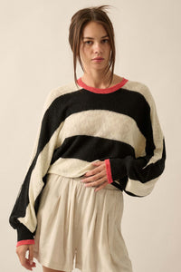 Get It Straight Colorblock Striped Slub-Knit Sweater - ShopPromesa