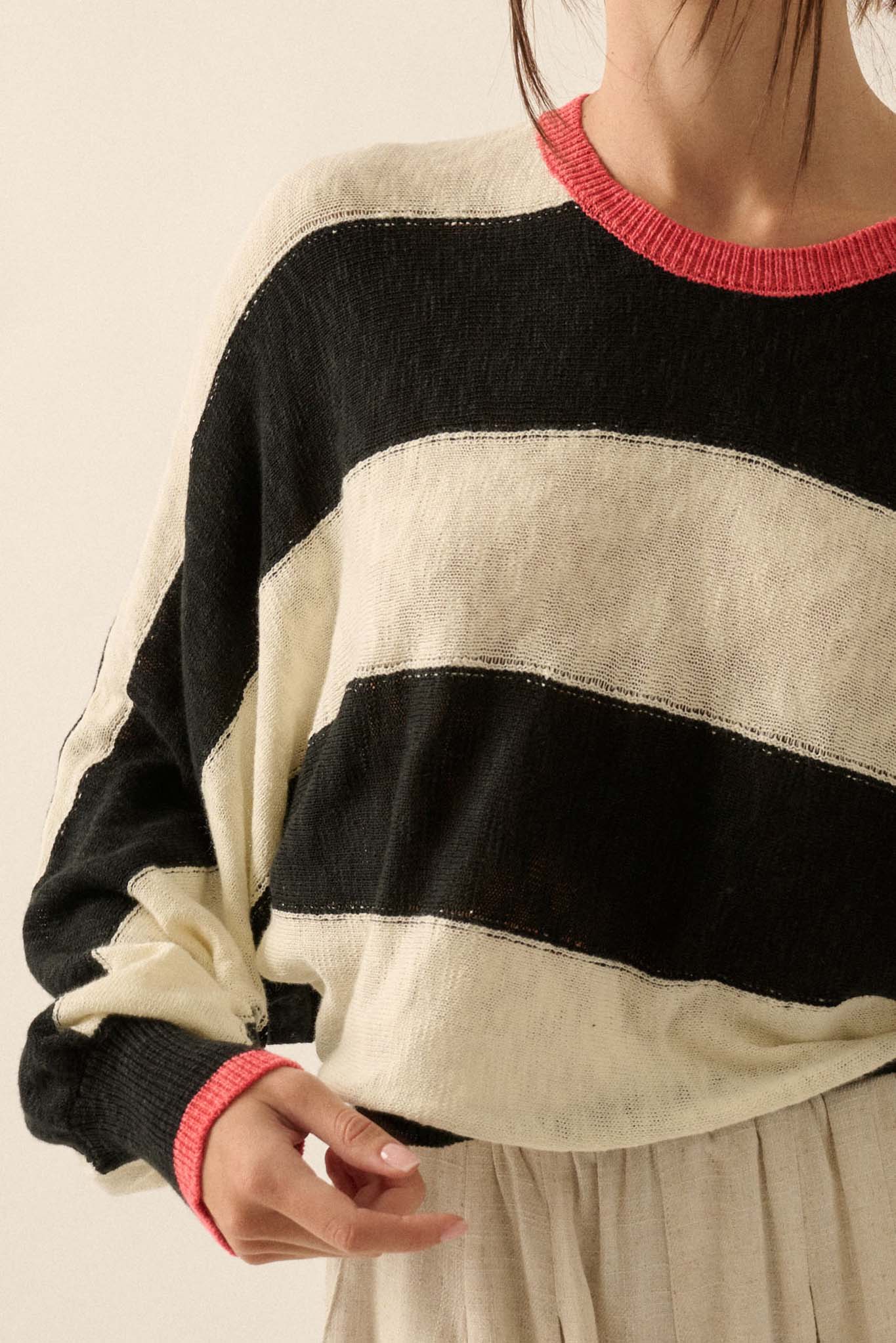 Get It Straight Colorblock Striped Slub-Knit Sweater - ShopPromesa