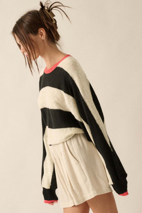 Get It Straight Colorblock Striped Slub-Knit Sweater - ShopPromesa