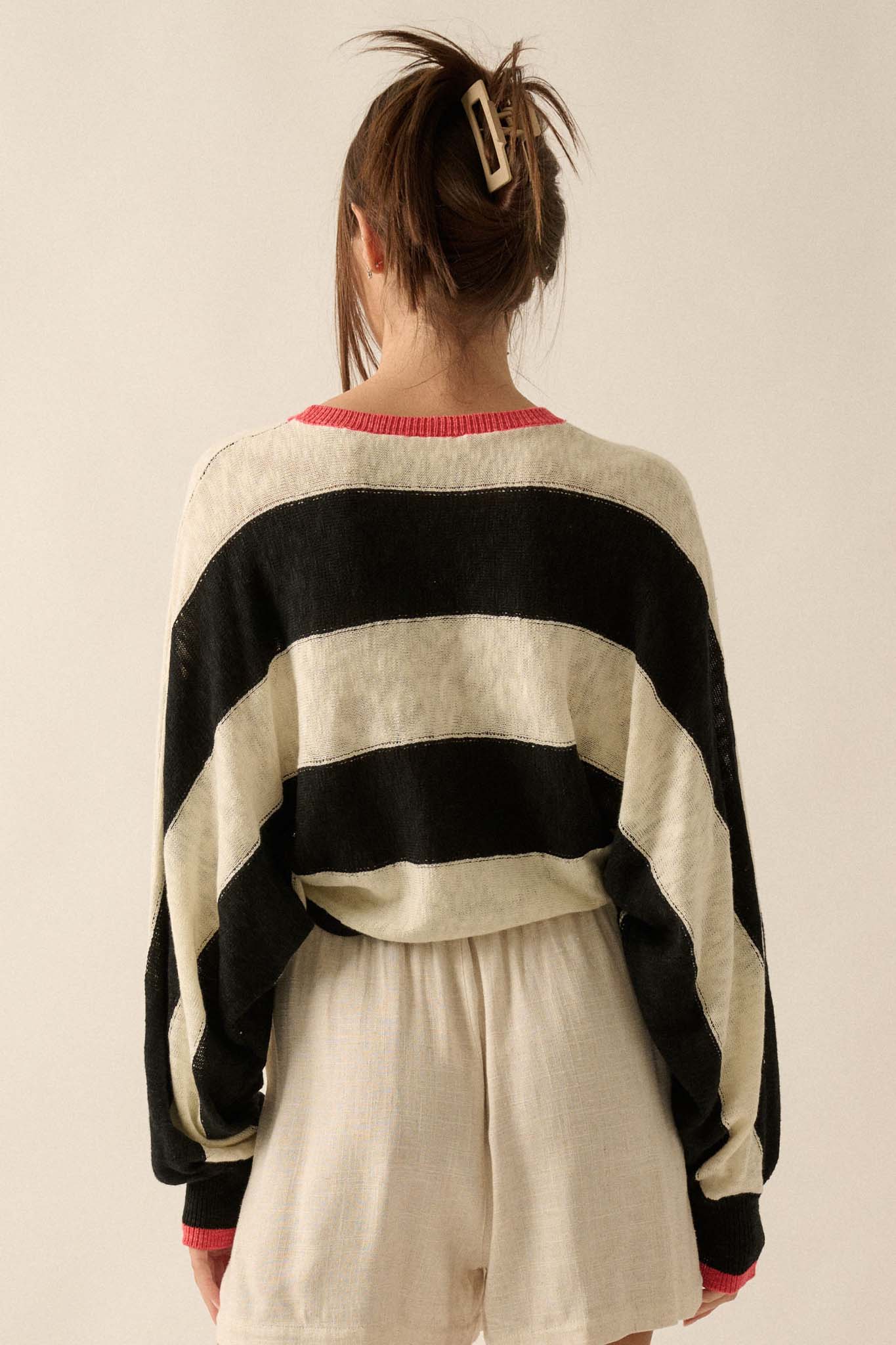 Get It Straight Colorblock Striped Slub-Knit Sweater - ShopPromesa