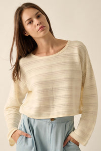 Blurred Lines Horizontal Rib-Knit Cropped Sweater - ShopPromesa