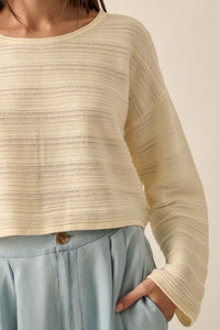 Blurred Lines Horizontal Rib-Knit Cropped Sweater - ShopPromesa