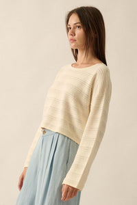 Blurred Lines Horizontal Rib-Knit Cropped Sweater - ShopPromesa