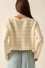 Blurred Lines Horizontal Rib-Knit Cropped Sweater - ShopPromesa