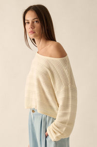 Blurred Lines Horizontal Rib-Knit Cropped Sweater - ShopPromesa