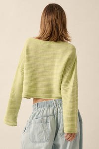 Blurred Lines Horizontal Rib-Knit Cropped Sweater - ShopPromesa