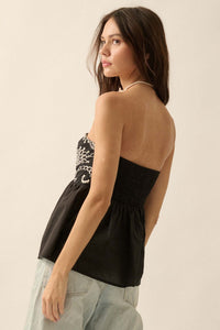 Take a Spin Embroidered Strapless Babydoll Top - ShopPromesa