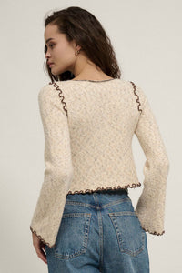 Next Wave Marled Lettuce-Edge Bell-Sleeve Sweater - ShopPromesa