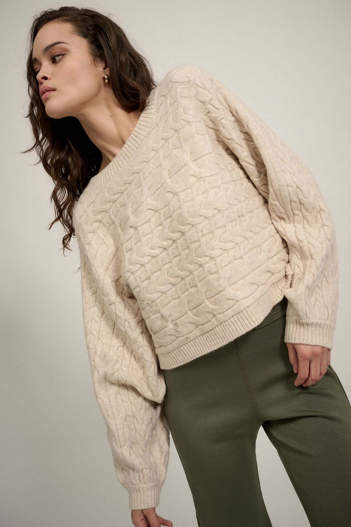 Keep It Together Cable Knit Dolman Sweater - ShopPromesa