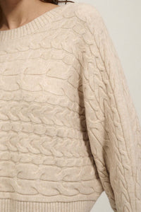 Keep It Together Cable Knit Dolman Sweater - ShopPromesa