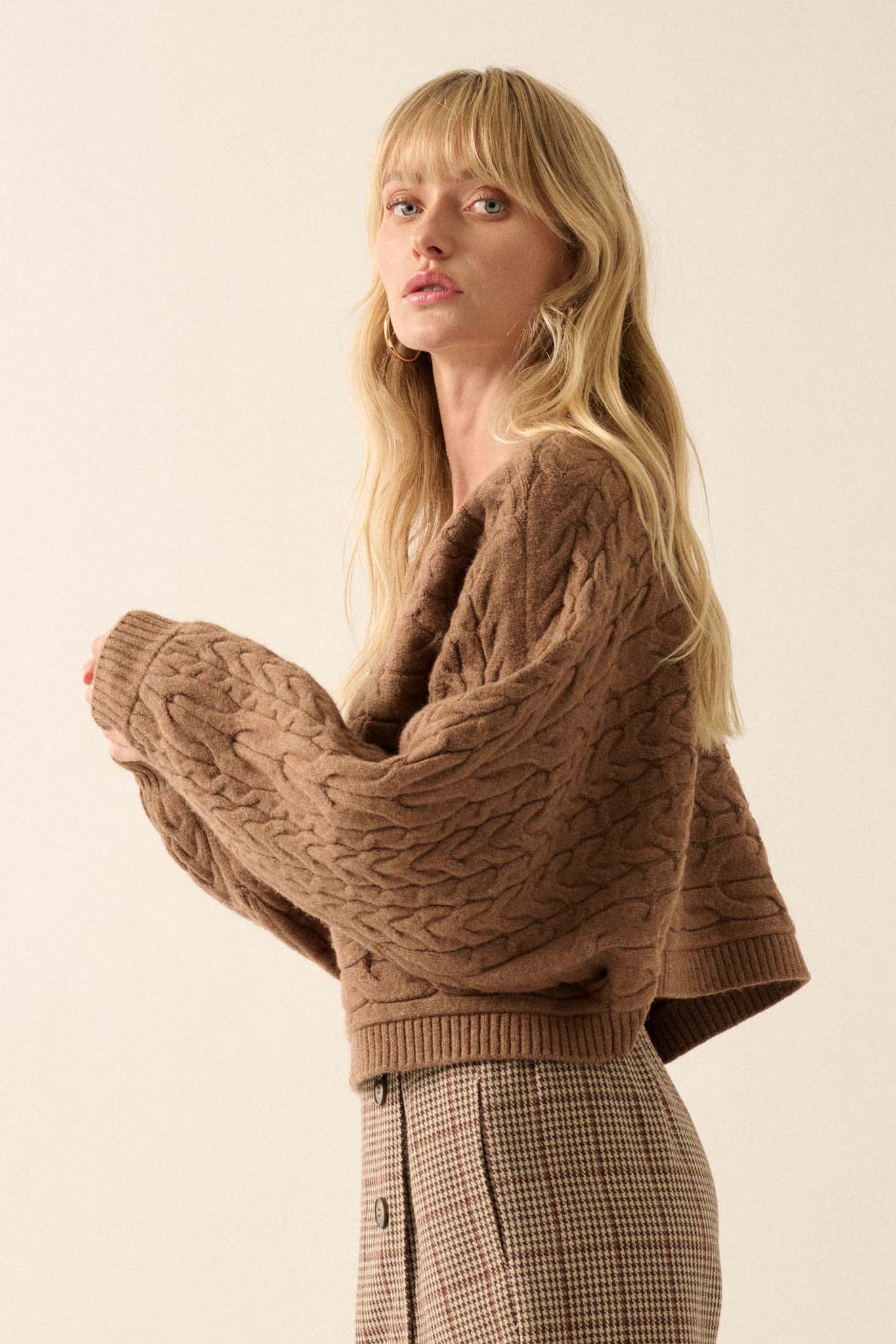 Keep It Together Cable Knit Dolman Sweater - ShopPromesa