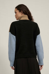 Me Time Colorblock Cable Knit Turtleneck Sweater - ShopPromesa