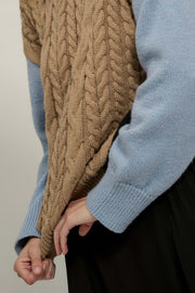 Me Time Colorblock Cable Knit Turtleneck Sweater - ShopPromesa