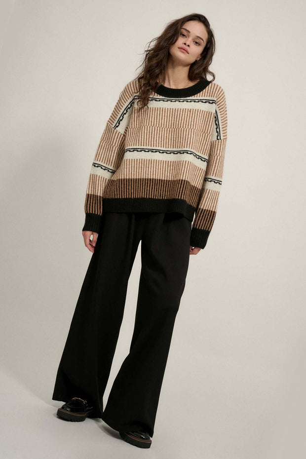 Chic Streak Abstract Striped Knit Sweater - ShopPromesa