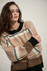 Chic Streak Abstract Striped Knit Sweater - ShopPromesa