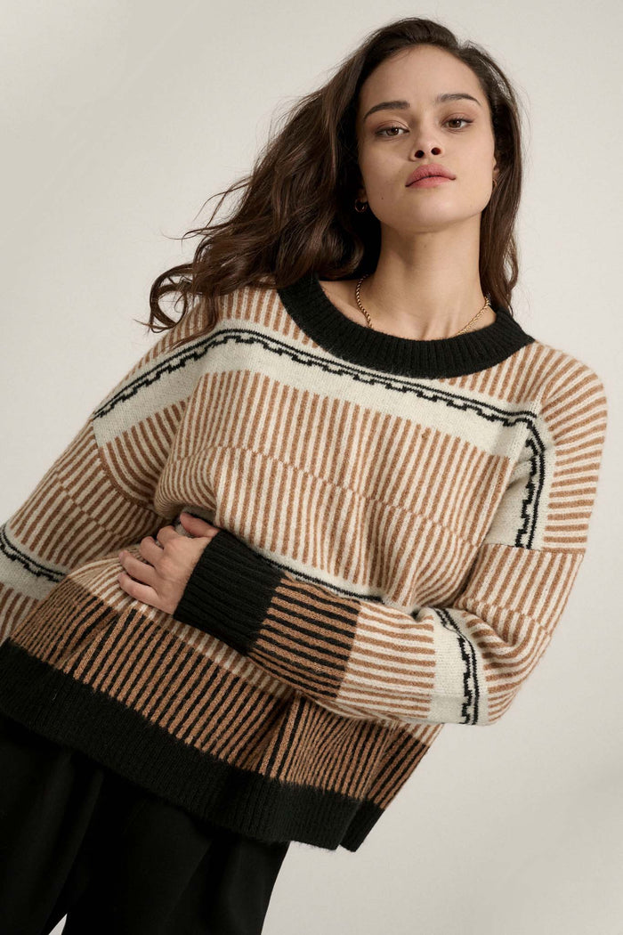 Chic Streak Abstract Striped Knit Sweater - ShopPromesa