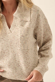Celebrate Life Confetti Knit Pocket Polo Sweater - ShopPromesa