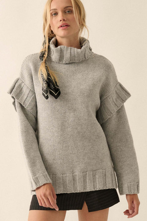 In the Know Cuffed-Shoulder Turtleneck Sweater - ShopPromesa
