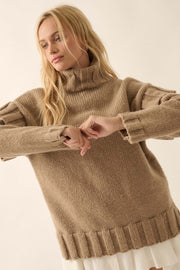 In the Know Cuffed-Shoulder Turtleneck Sweater - ShopPromesa