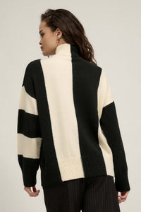 Bold Move Colorblock Striped Mock Neck Sweater - ShopPromesa