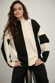 Bold Move Colorblock Striped Mock Neck Sweater - ShopPromesa