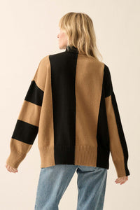 Bold Move Colorblock Striped Mock Neck Sweater - ShopPromesa