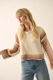 Roaming Free Fuzzy Knit Striped Sweater - ShopPromesa