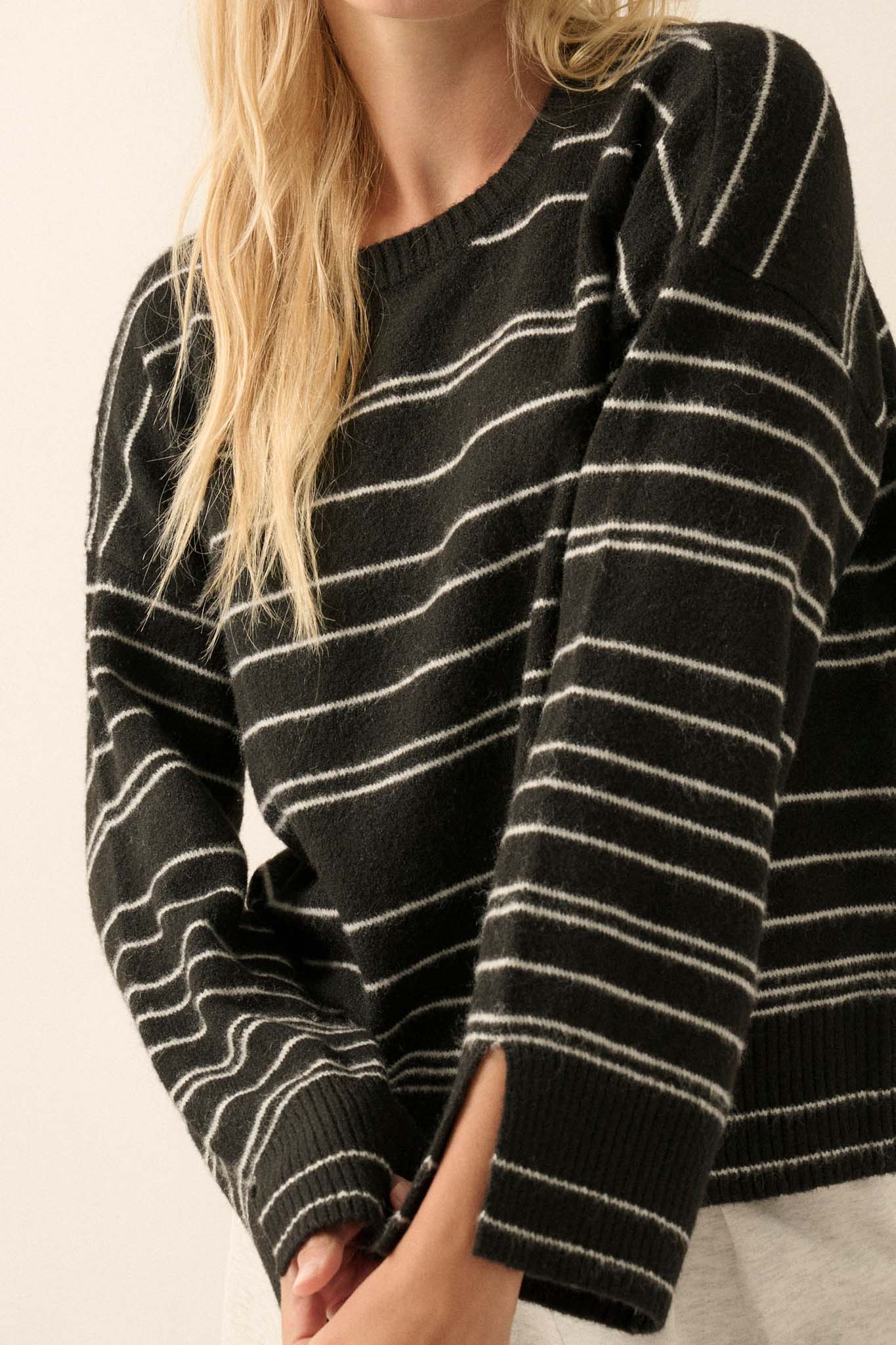 By the Rules Striped Split-Sleeve Sweater - ShopPromesa