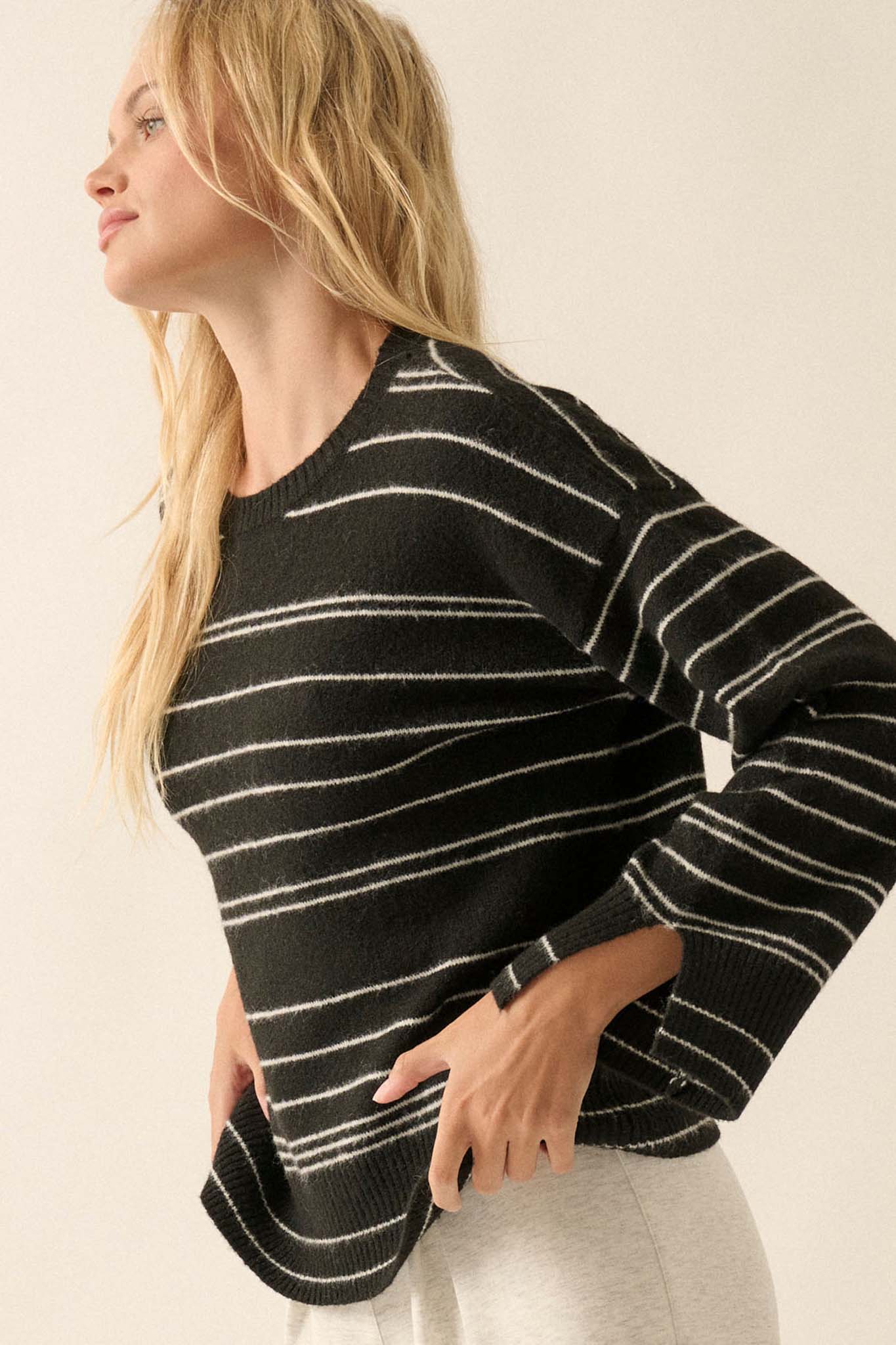 By the Rules Striped Split-Sleeve Sweater - ShopPromesa