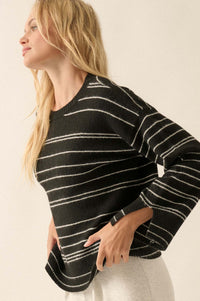 By the Rules Striped Split-Sleeve Sweater - ShopPromesa