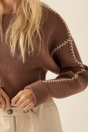 Stitch Perfect Cropped Blanket Stitch Sweater - ShopPromesa