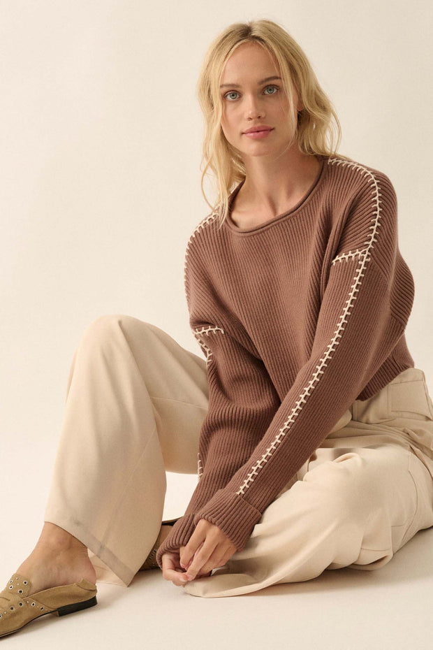 Stitch Perfect Cropped Blanket Stitch Sweater - ShopPromesa