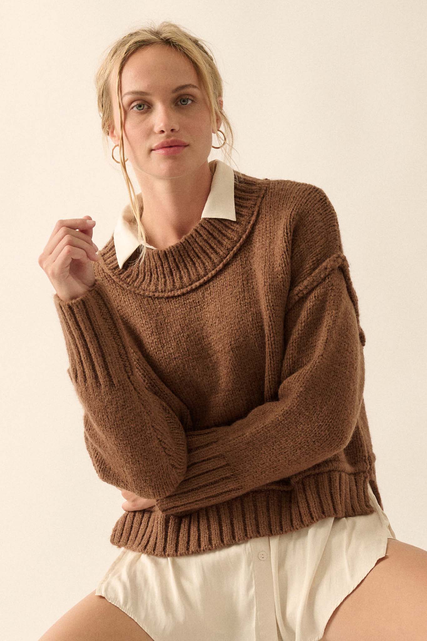 Best Life Exposed-Seam Chunky Knit Sweater - ShopPromesa